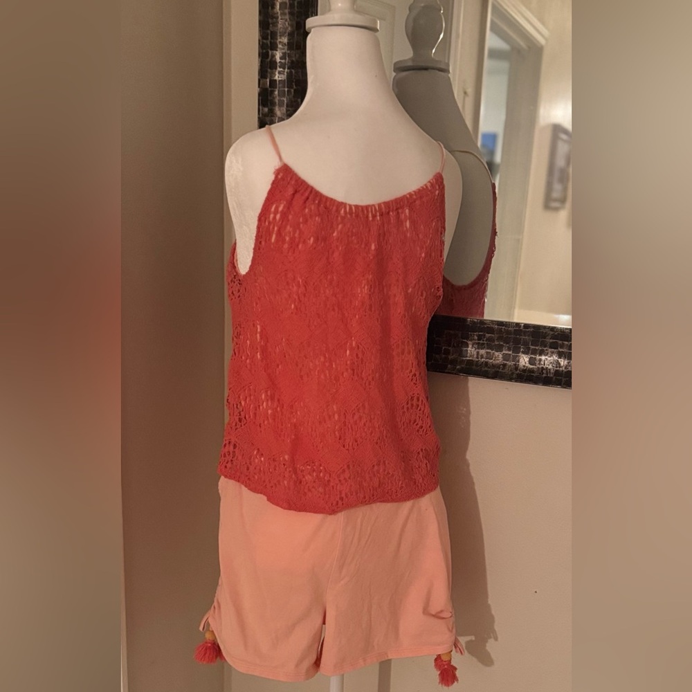 Jessica Simpson Girls XL 14 sleeveless crochet top romper